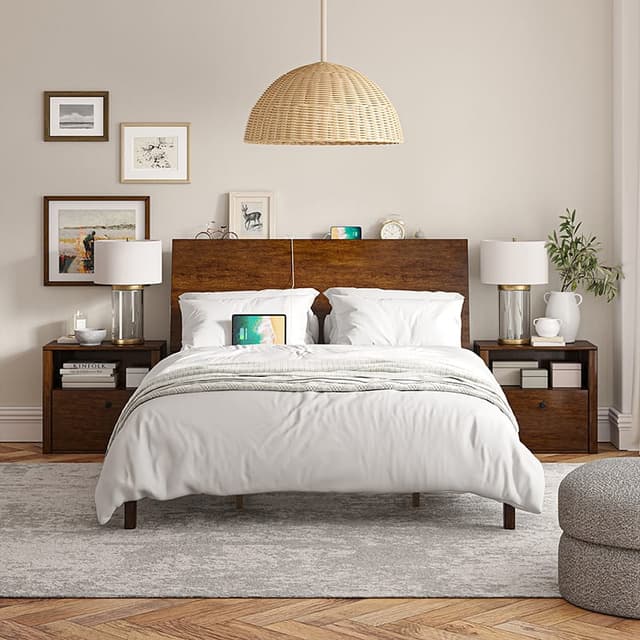 Claus Solid Wood Platform Queen Bed — photo 2