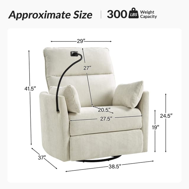 Archibald Power Rocking Swivel Nursery Recliner — photo 6
