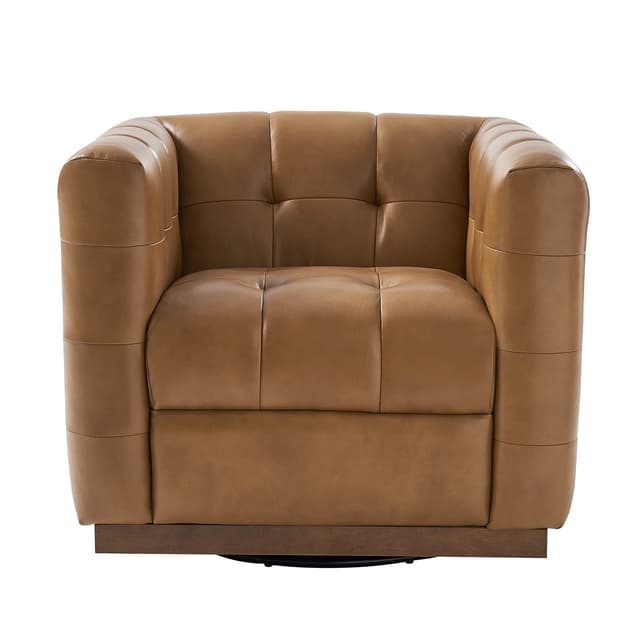 Arnold Genuine Leather Swivel Club Chair — photo 3