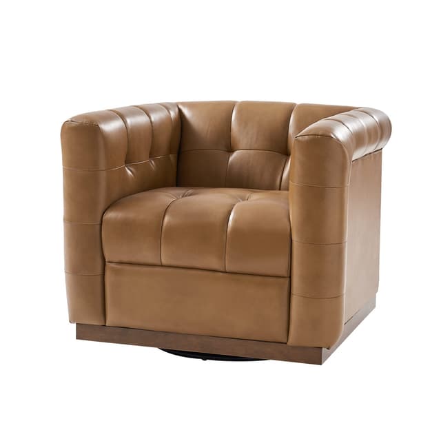 Arnold Genuine Leather Swivel Club Chair — photo 1