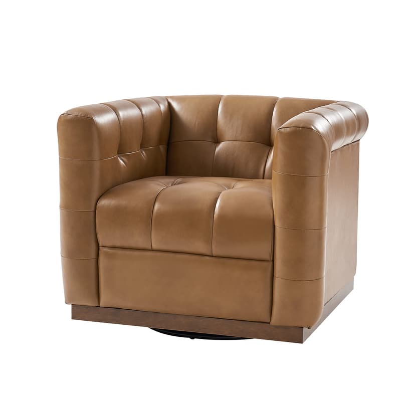 Arnold Genuine Leather Swivel Club Chair