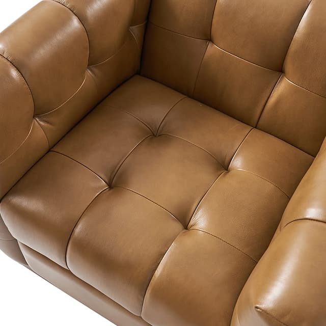 Arnold Genuine Leather Swivel Club Chair — photo 6