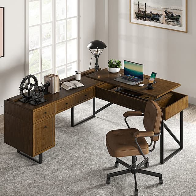 Alfons L Shape Lift Top Office Desk — photo 2