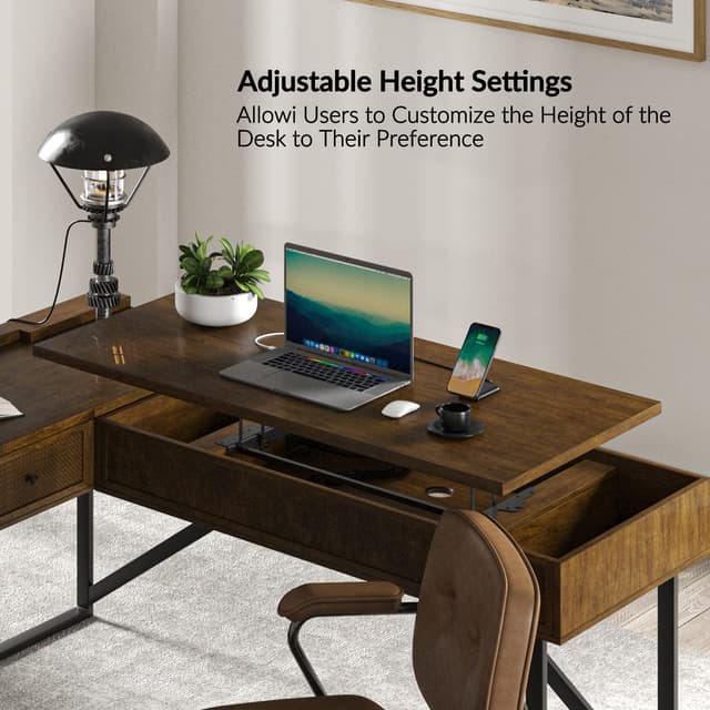 Alfons L Shape Lift Top Office Desk — photo 4