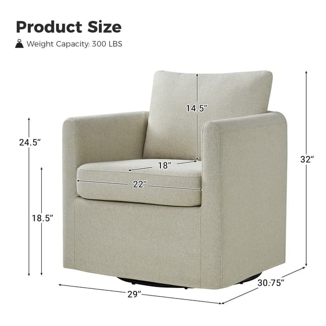 Asser Slipcovered Swivel Chair — photo 6