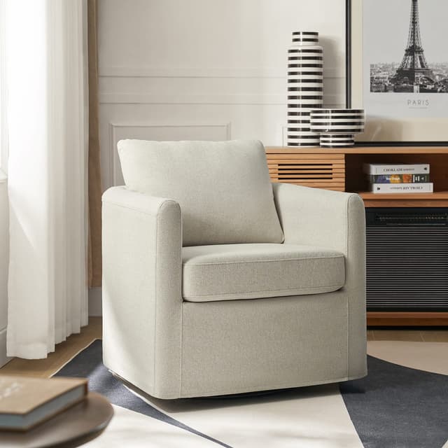 Asser Slipcovered Swivel Chair — photo 2