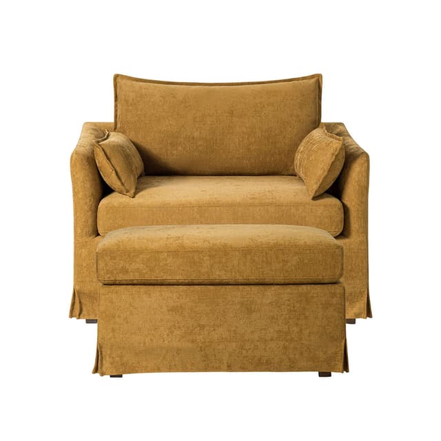 Roberta Slipcovered Armchair with Ottoman — photo 3