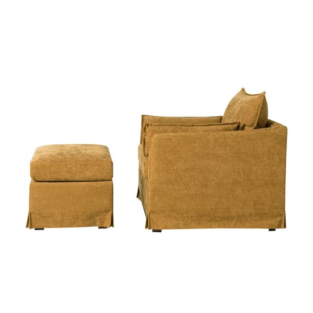 Roberta Slipcovered Armchair with Ottoman — photo 4