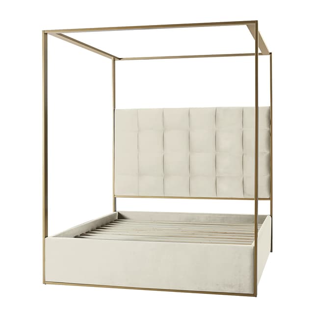 Madeleine Upholstered Canopy King Bed With Curtains — photo 1