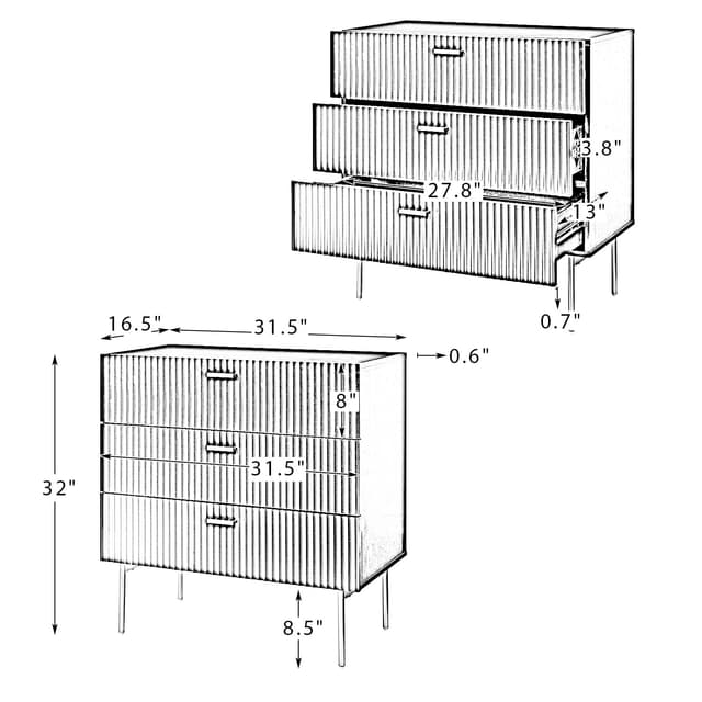 Aram 3 Drawer Bachelor Chest — photo 6