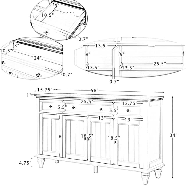 Hainrich 3 Drawer Sideboard — photo 6