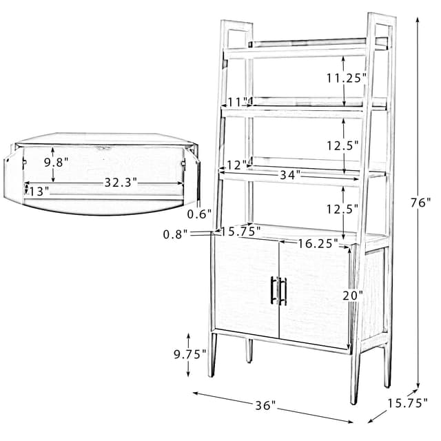 Andrés Solid Wood Ladder Bookcase — photo 6