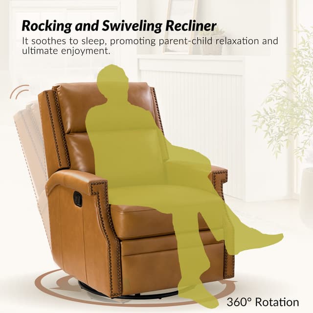 Louise Genuine Leather Swivel Rocker Recliner — photo 7