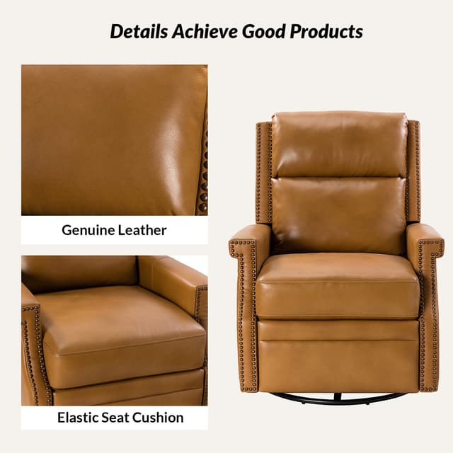 Louise Genuine Leather Swivel Rocker Recliner — photo 8