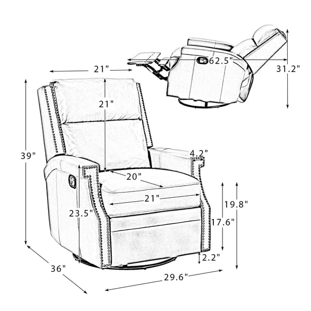 Louise Genuine Leather Swivel Rocker Recliner — photo 10