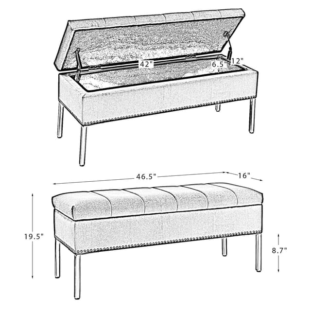 Fabio Upholstered Flip Top Storage Bench — photo 6