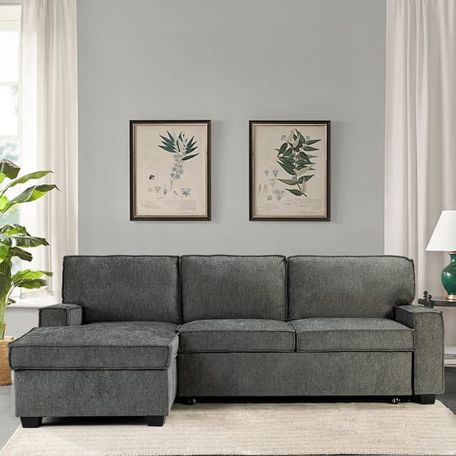 Celadon Pull Out Sleeper Sofa & Chaise — photo 2