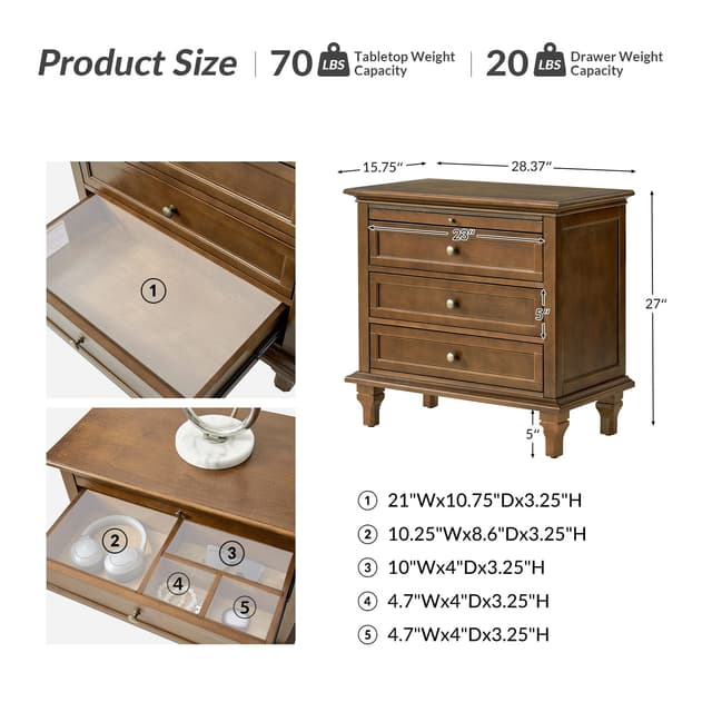 Dominic 3 - Drawer Nightstand — photo 6