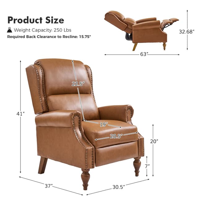 Rosalie Vegan Leather Manual Recliner — photo 6