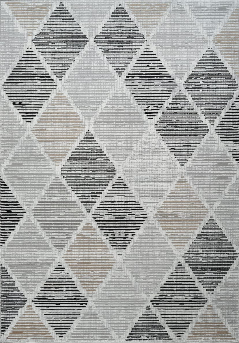 Merry MR445 Area Rug Grey Black