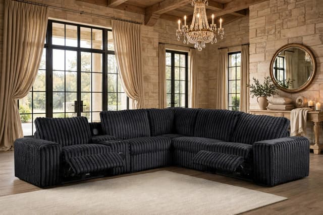 Amelia Onyx Power Reclining Sectional (w/ Bluetooth Speakers) — photo 6