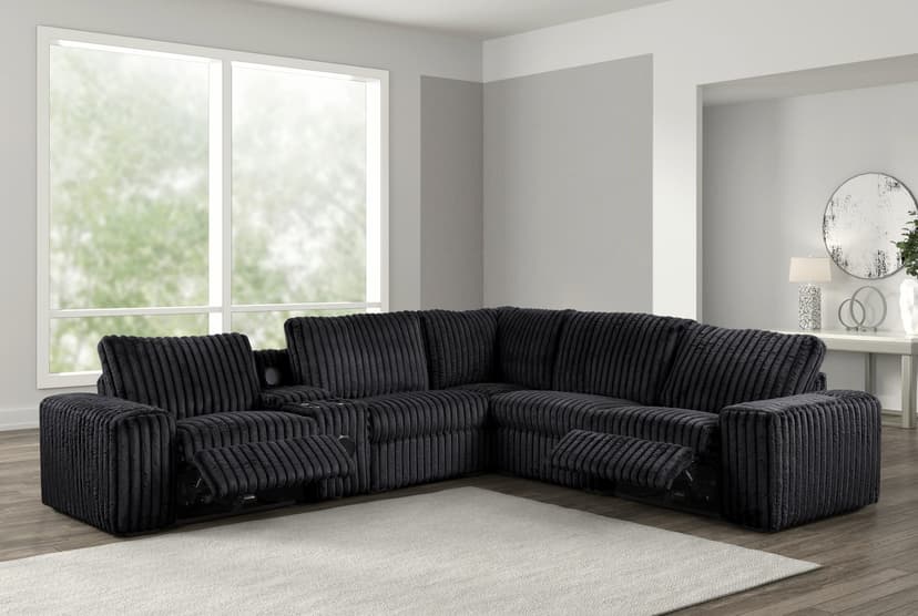 Amelia Onyx Power Reclining Sectional (w/ Bluetooth Speakers)