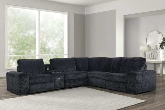 Amelia Black Power Reclining Sectional (w/ Bluetooth Speakers) — photo 2