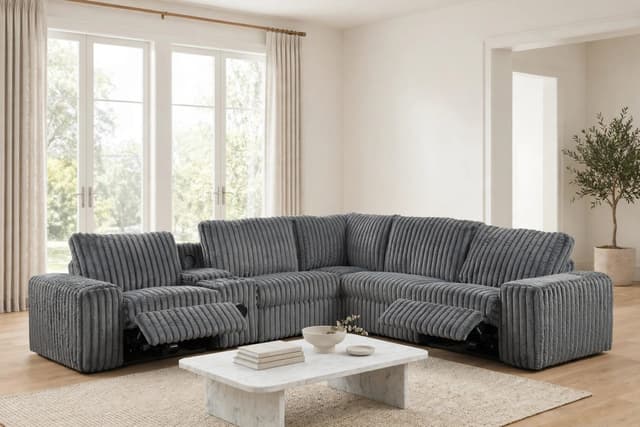 Amelia Charcoal Power Reclining Sectional (w/ Bluetooth Speakers) — photo 4