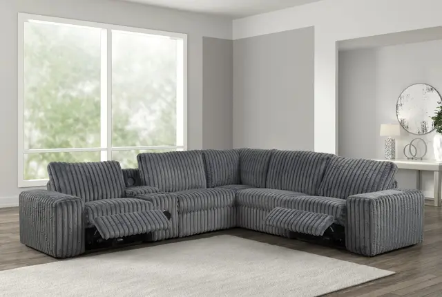 Amelia Charcoal Power Reclining Sectional (w/ Bluetooth Speakers) — photo 1