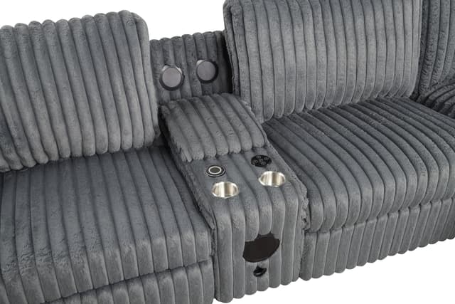 Amelia Charcoal Power Reclining Sectional (w/ Bluetooth Speakers) — photo 3