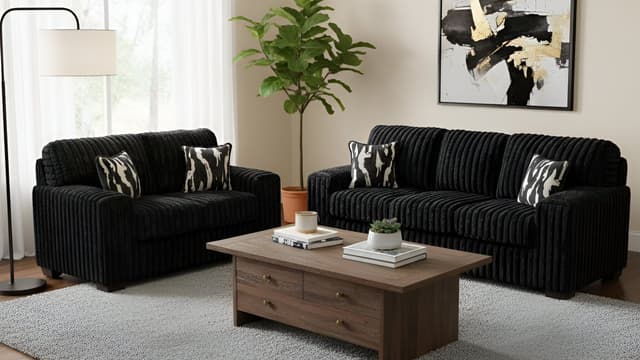 S319 Sofa and Loveseat (Black) — photo 1