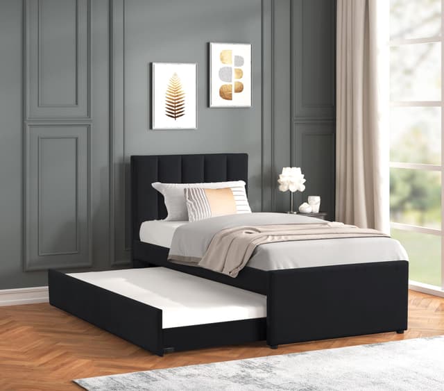 MAYA - Black Twin, Full Platform Bed w/ Trundle — photo 2