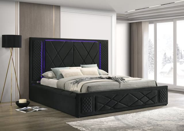 Lorenzo Black Platform Bed (w/ LED LIGHTS & BLUETOOTH SPEAKERS) — photo 5