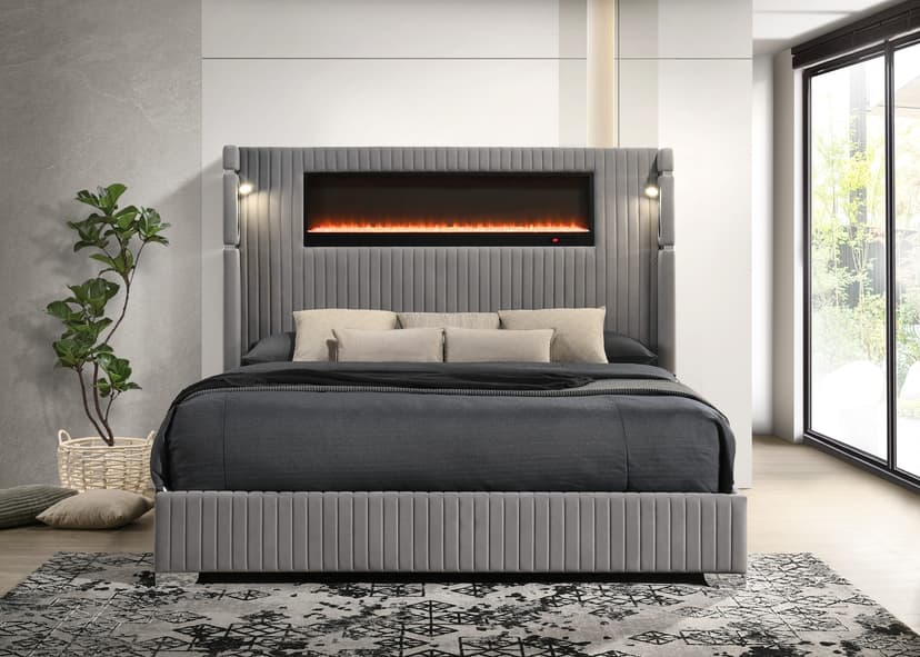 Romance2 Gray Platform Bed
