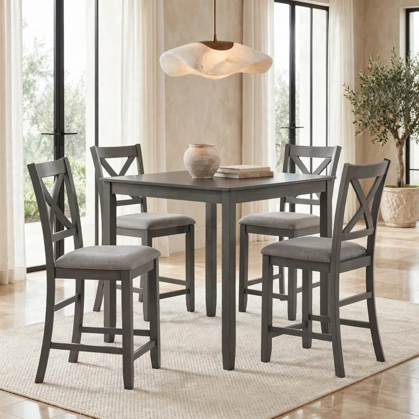 Tahoe - Grey - Pub Table + 4 Chairs