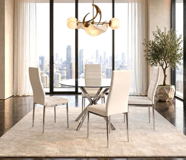 D108 - White - Glass Table + 4 Chairs — photo 4