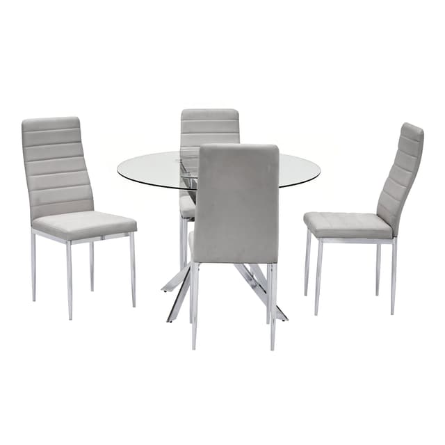 D107 - Gray - Glass Table + 4 Chairs — photo 2