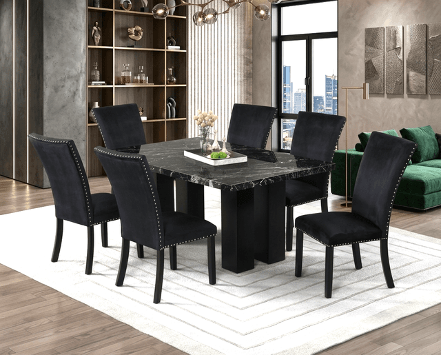 1220 Onyx - (FAUX MARBLE) Dining Table + 6 Chair Set — photo 5