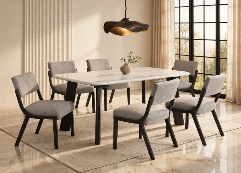 Parker20 - (GENUINE MARBLE) Table & 6-Chairs