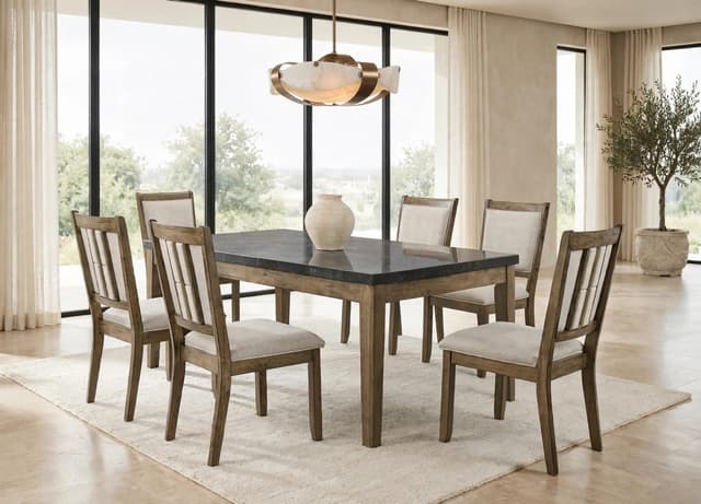 Melstone - (GENUINE MARBLE) Table & 6-Chairs — photo 2
