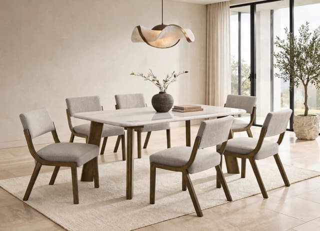 Parker10 - (GENUINE MARBLE) Table & 6-Chairs — photo 2