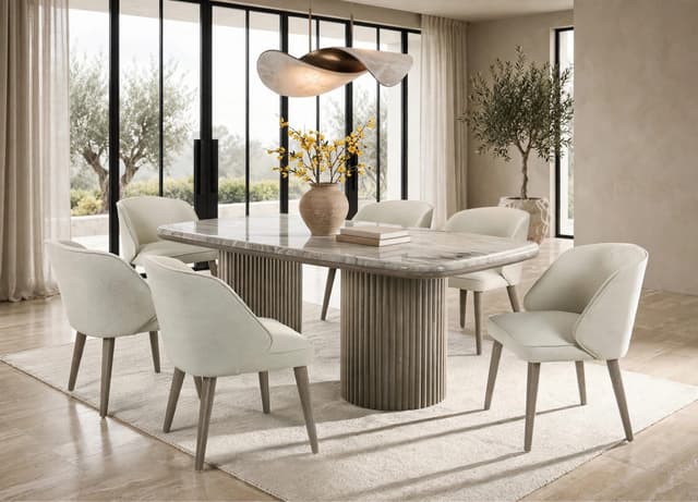 SAMARA - (GENUINE MARBLE) Table & 6-Chairs — photo 3