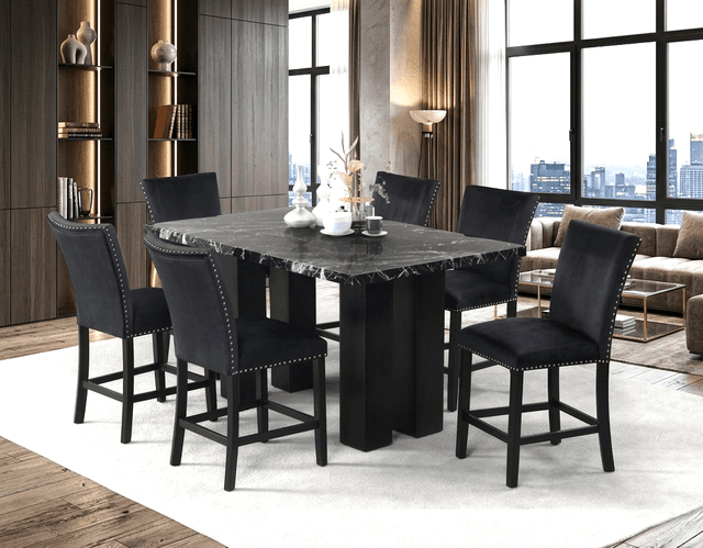 2220 Onyx - (FAUX MARBLE) Counter Height Table + 6 Chair Set — photo 5