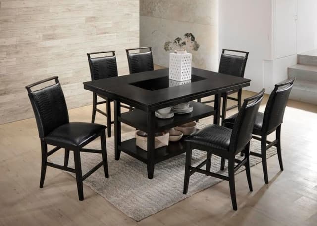 Tommy Black - Counter Height Table & 6 Chairs Set — photo 1