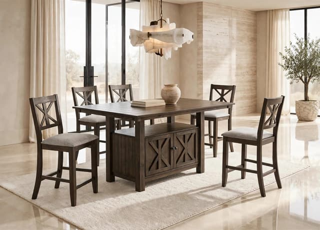 D380 - Counter Height Table & 6 Chairs Set — photo 2