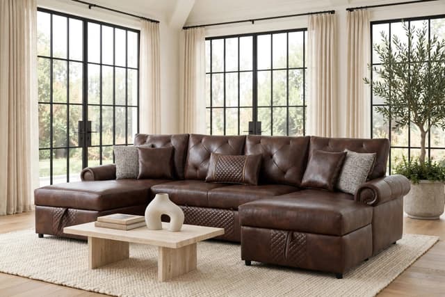 Sonoma Brown Double Storage Chaise Sectional (w/ Pull-Out Bed) — photo 2