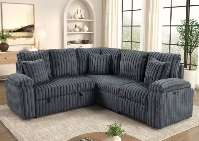 AMIRI Charcoal Power Sectional With Pull-Out Bed — photo 2
