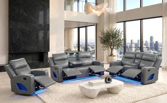 Pinnacle Gray 3PC Reclining Set — photo 2
