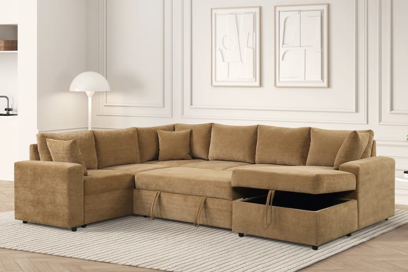 Forever2Latte Sectional With Pull-Out Bed