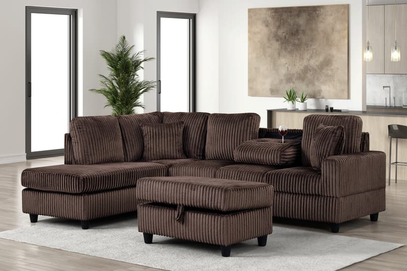 Rocket Chocolate Reversible Sectional